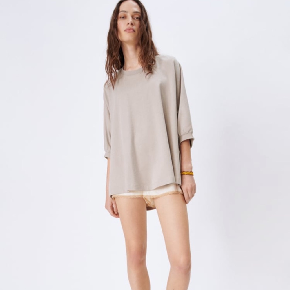Oversized asymmetrical T-shirt brown/taupe